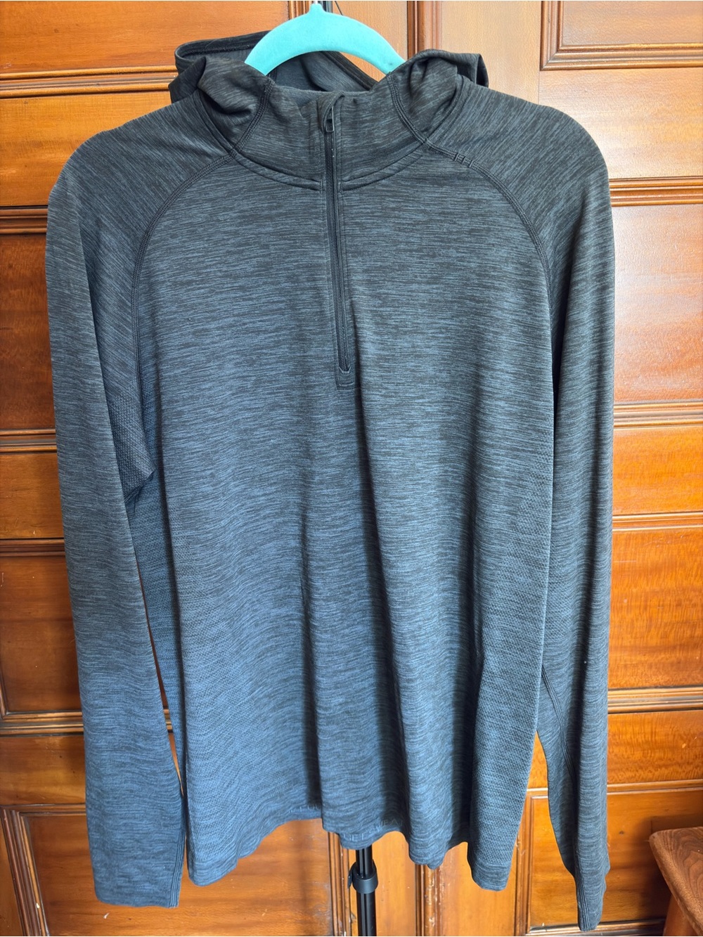 Men's Charcoal Gray Quarter-Zip Hoodie Sweater